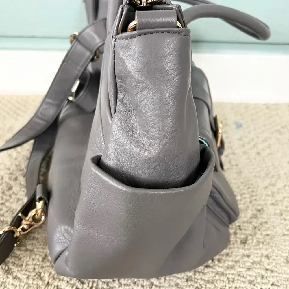 Lily Jade Elizabeth diaper bag grey leather convertible backpack crossbody baby